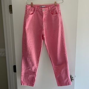 ZARA Pink Denim high waisted jeans | 8